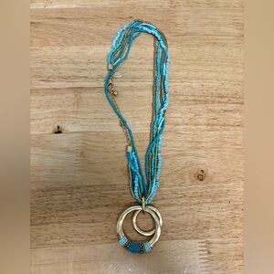 Chico's Blue and Gold Multi-Strand Necklace
